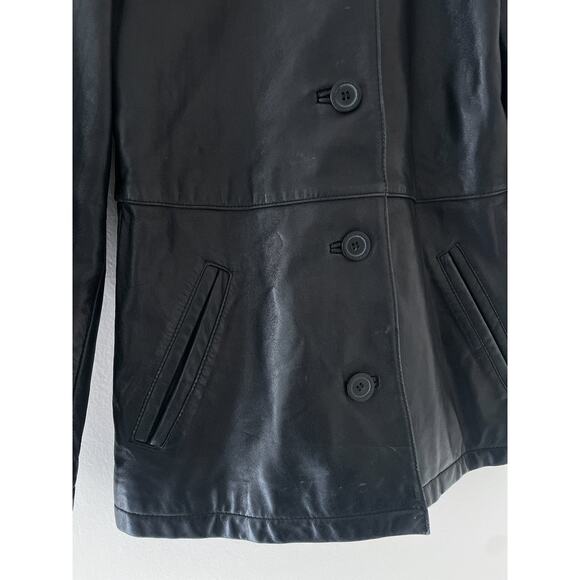Vtg Y2K ALDER Black Collared Leather Button Jacket Sz S Buttery Soft Lamb Skin - Picture 9 of 9